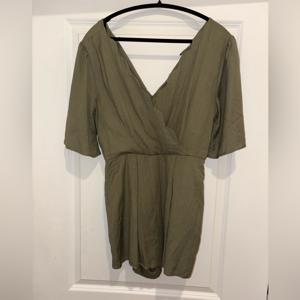Olive Green Wrap Romper
